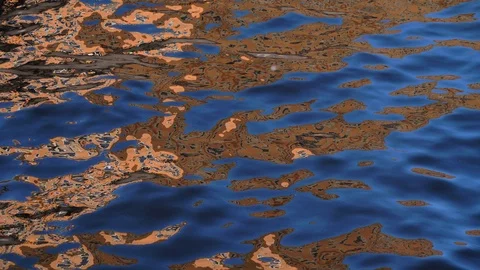 The surface of the water sways in the wind. Reflections on the water. Stock Footage 121004996