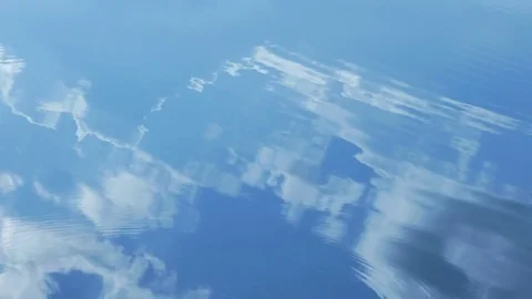 Surface of water, in water reflects sky with clouds 스톡 동영상 81415501