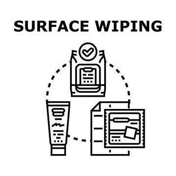 Surface wiping process for hygiene and sanitation Иллюстрация