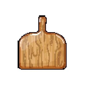 Surface wooden pizza board pixel art vector illustration Stock Illustration