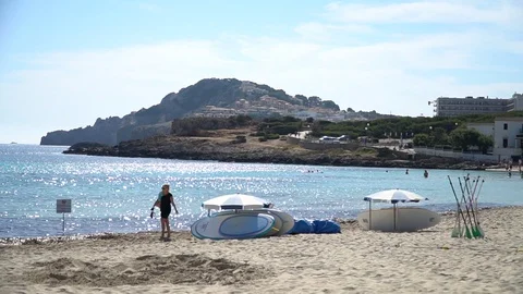 Surfboard and beach Stock Footage 128347939