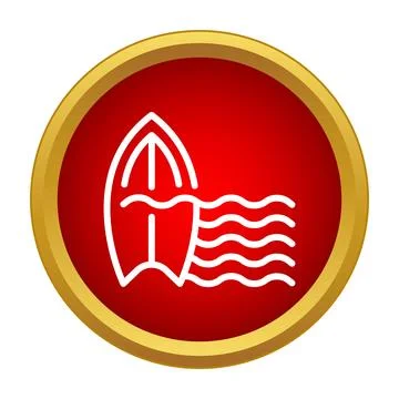 Surfboard and waves icon for summer watersports Stock Illustration