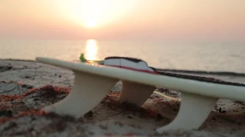 Surfboard on the beach Stock Footage 48282056