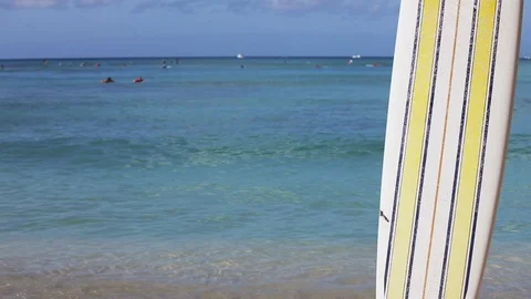 Surfboard on a beach. Stock Footage 88367593