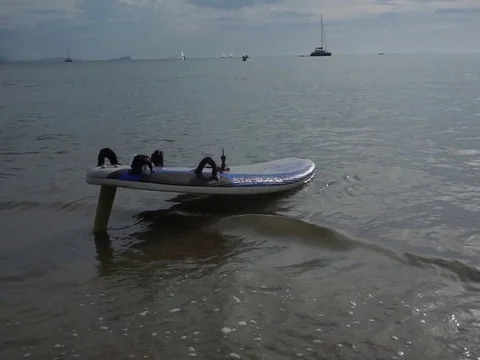 Surfboard at the beach Stock Footage 124829630