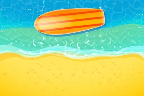 Surfboard at beach Stock Illustration