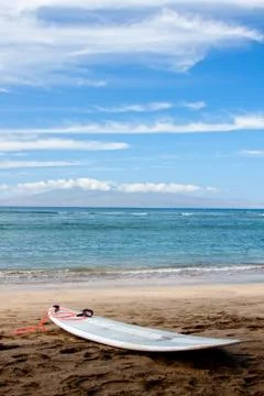 Surfboard on beach Foto stock