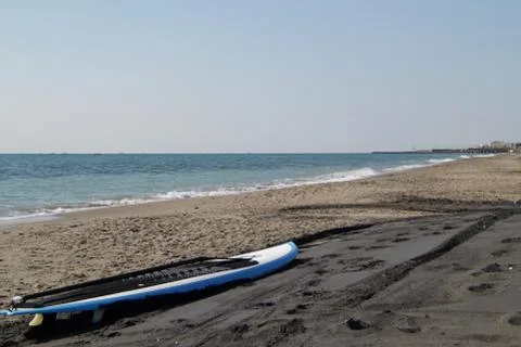 Surfboard on the beach Stock Photos