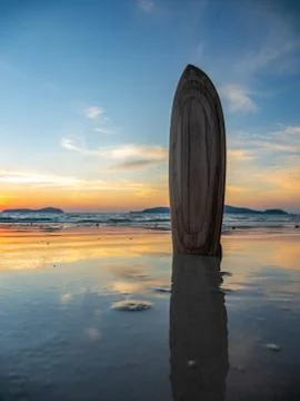 Surfboard on the beach Stock Photos