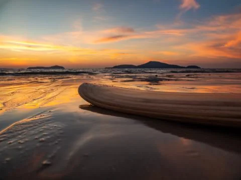Surfboard on the beach Stock Photos