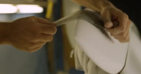 Surfboard being shaped Stock Footage 127124743