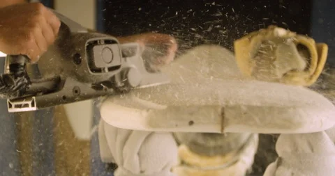 Surfboard being shaped Stock Footage 127124744