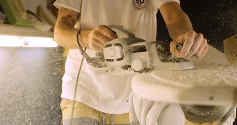 Surfboard being shaped Stock Footage 127124828