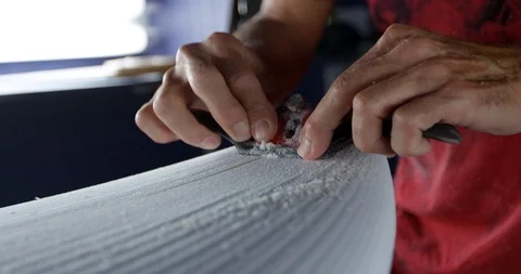 Surfboard being shaped Stock Footage 127125440