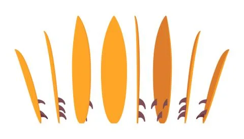 Surfboard bright set, standing in different positions Stock Illustration