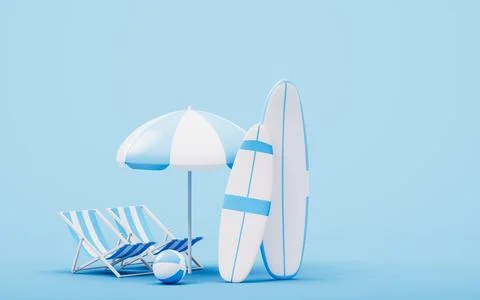 Surfboard with cartoon style, 3d rendering. Stock Illustration