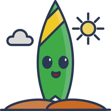 Surfboard in doodle style Stock Illustration