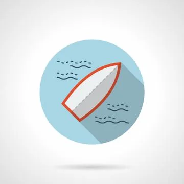 Surfboard flat blue round vector icon Illustrazione stock