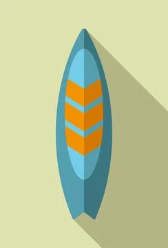 Surfboard flat design vector icon. Surfing symbol Stock Illustration