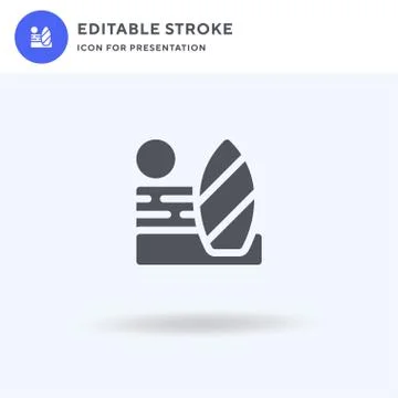 Surfboard icon vector, filled flat sign, solid pictogram isolated on white, logo Stock Illustration