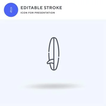 Surfboard icon vector, filled flat sign, solid pictogram isolated on white, logo Stock Illustration