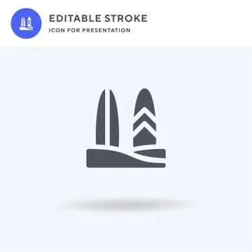 Surfboard icon vector, filled flat sign, solid pictogram isolated on white, logo Stock Illustration