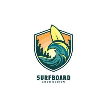 Surfboard logo vector premium Stock Illustration