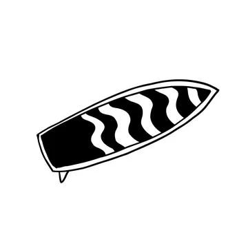 Surfboard in outline doodle style Stock Illustration