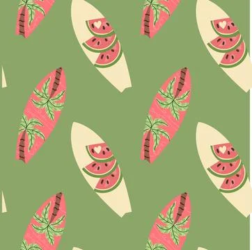 Surfboard Pattern Design in Retro Style for Summer Themes Stock Illustration