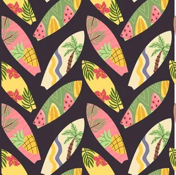 Surfboard Pattern Design for Summer Vibes in Cartoon Style Stock Illustration