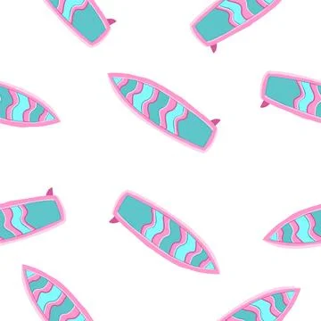 Surfboard seamless pattern in cartoon flat style Stockillustratie