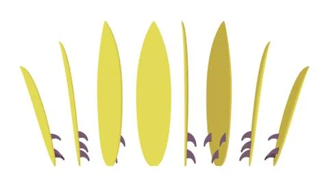 Surfboard set, standing in different positions Stock Illustration