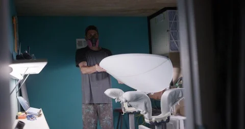 Surfboard shaper Man making a surfboard in a workshop Stock Footage 107639401