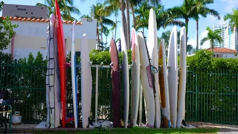 Surfboard Stand on the Beach Stock-Footage 158439561