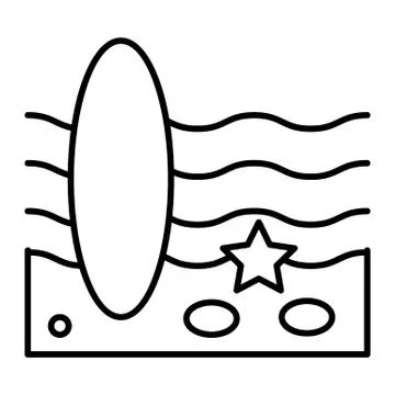 Surfboard thin line icon. Surfing vector illustration isolated on white. Water Stock Illustration