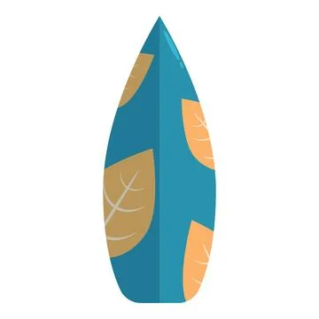 Surfboard with tropical leaf pattern on blue background Stock Illustration