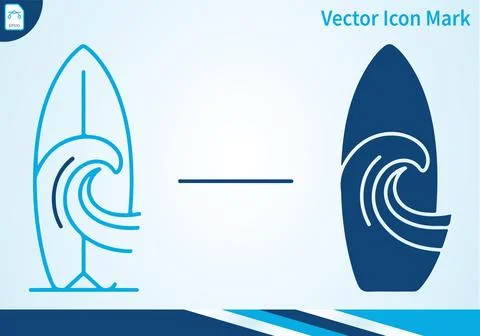 Surfboard vector icon mark, modern flat illustration, minimal design. Stock Illustration