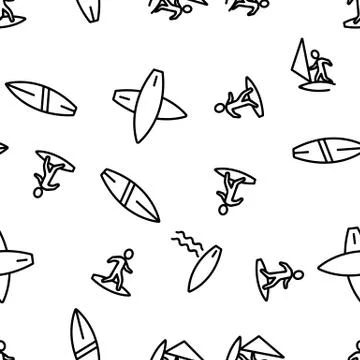 Surfboard Vector Seamless Pattern Stock Illustration