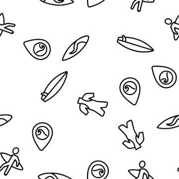 Surfboard Vector Seamless Pattern Stock Illustration