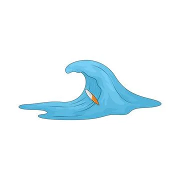 Surfboard on a wave illustration Illustration