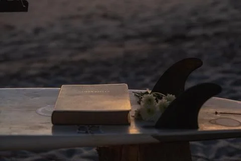 Surfboard Wedding Table Fotos de archivo