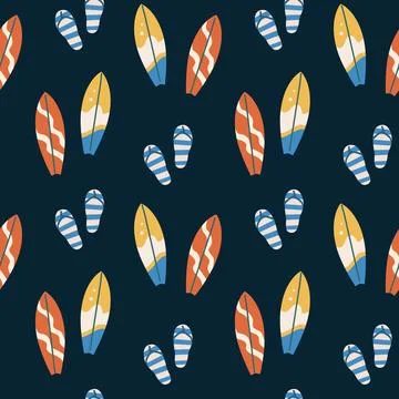 Surfboards and flip flops pattern for summer vacation design Stock Illustration