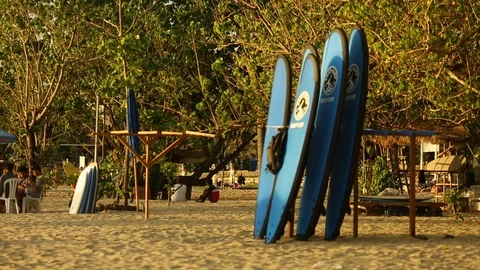 Surfboards on the beach Stockbeeldmateriaal 127371663