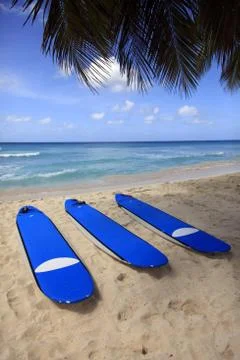 Surfboards at beach Stock Photos