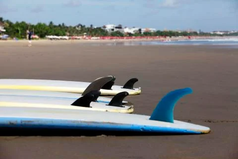 Surfboards at beach Stock Photos