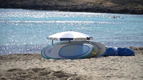 Surfboards by the shore 動画素材 128347823