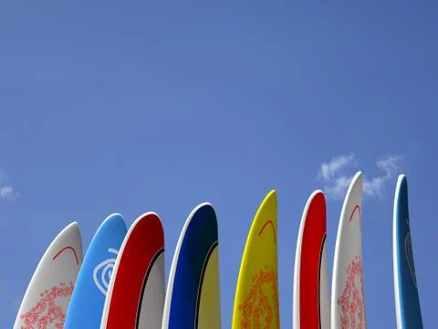 Surfboards with sky behind Stock Photos