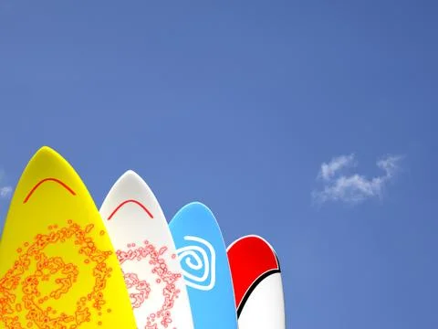 Surfboards with sky behind Stock Photos