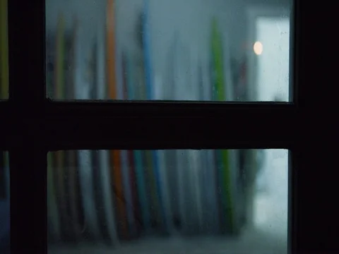 Surfboards through a window Video stock 78318586