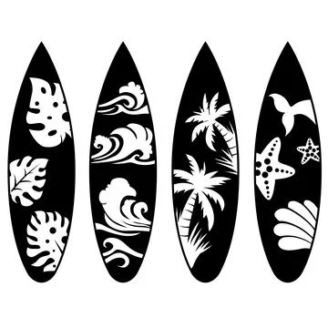 Surfboards vector, Surf vector, Surfing, Surf Board Silhouette Stock Illustration
